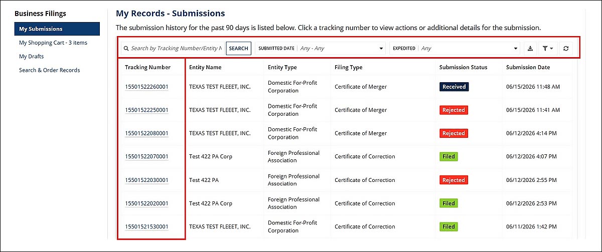Underneath the options described, a table with tabular data is displayed. 