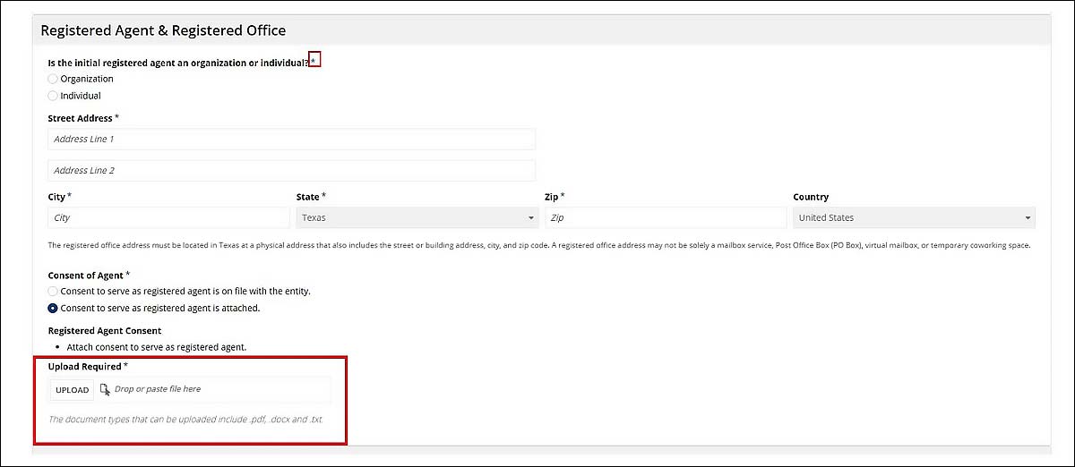 The upload button is selected. 