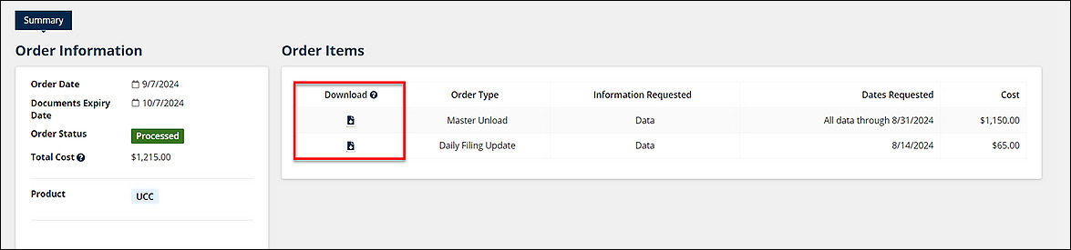 Files can be seen under the Download column.