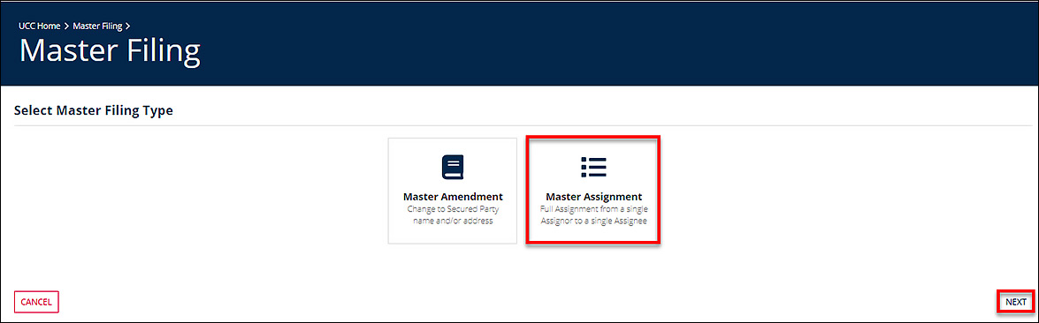 The Master Assignment tile is selected.